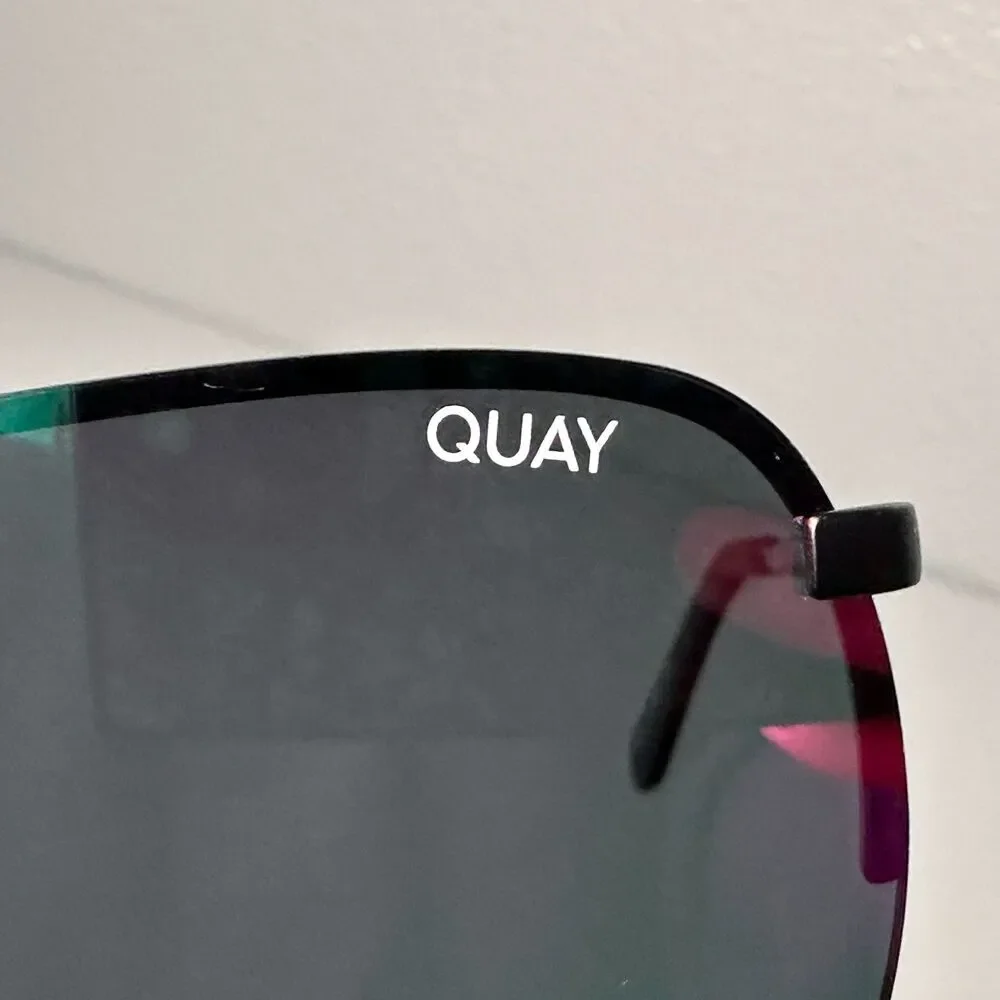 Quay Australia The Playa Frameless Aviator Sunglasses with Pink Mirrored Lenses